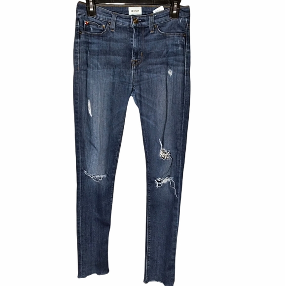Hudson Distressed Nico Midrise Ankle Skinny Raw Hem Jeans Size 26 - Picture 3 of 15